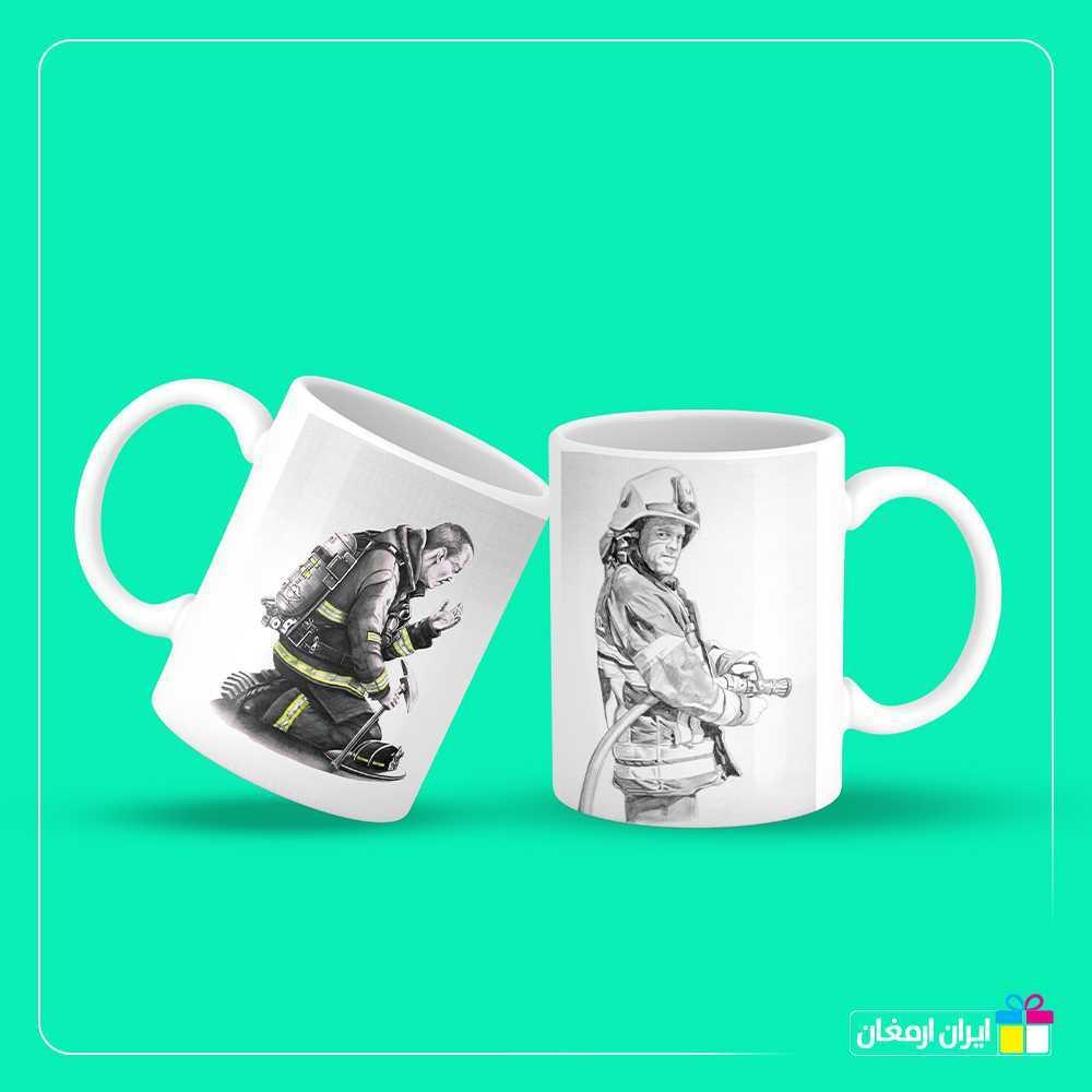 ماگ سرامیکی اتش نشان سفید و مشکی