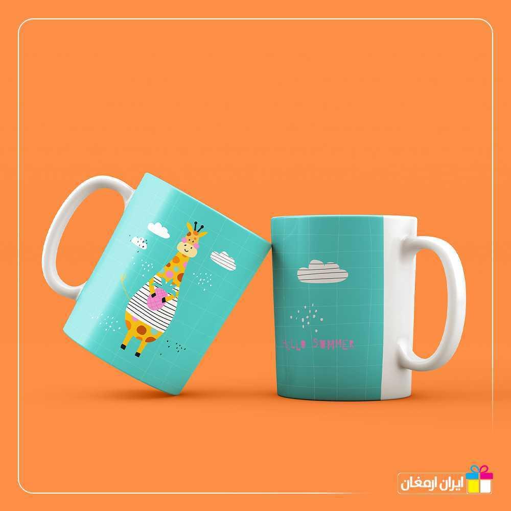 لیوان سرامیکی سلام تابستان با طرح زرافه
